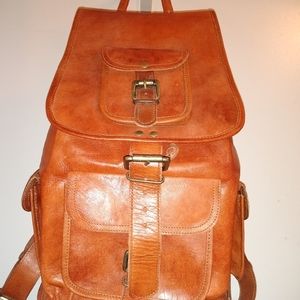 Genuine goat leather backpack.